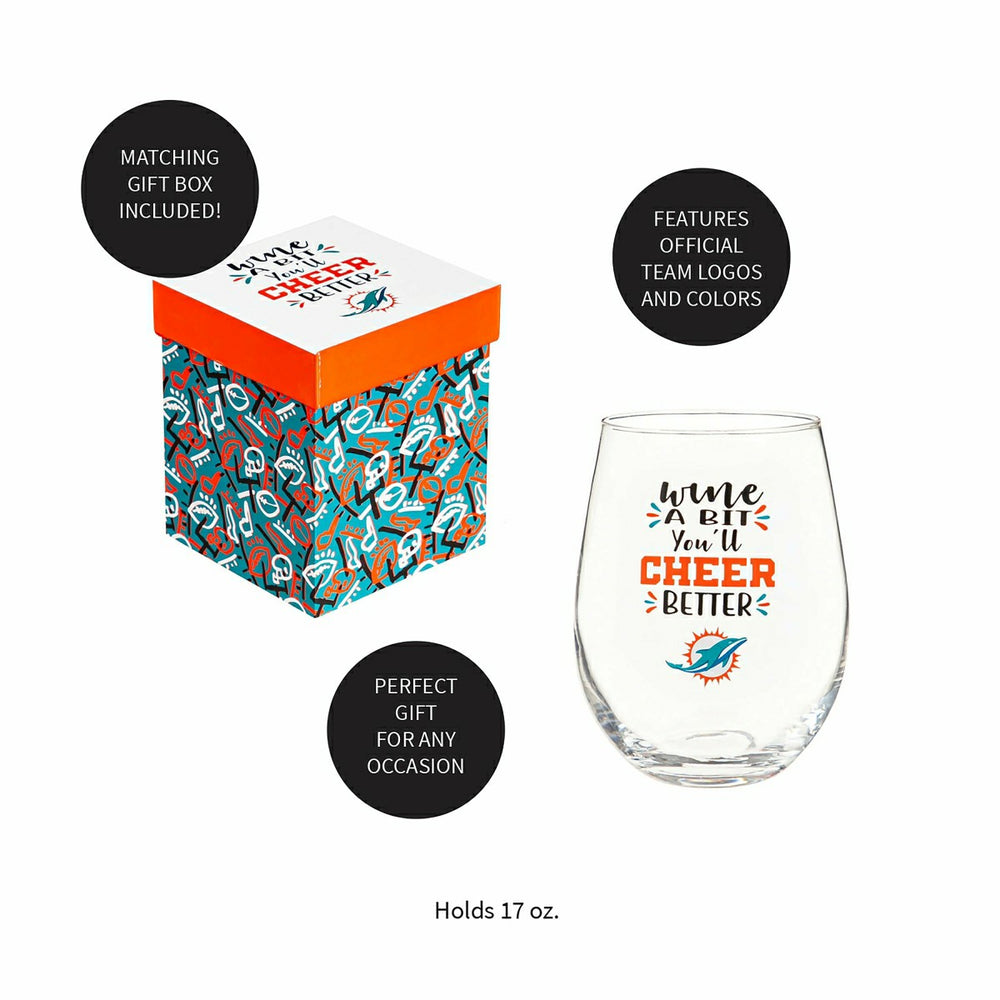 Miami Dolphins, 17oz Boxed Stemless Wine - NFL Home