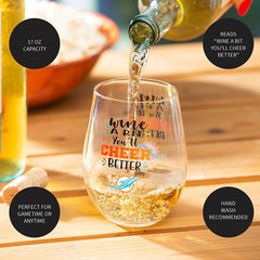 Miami Dolphins, 17oz Boxed Stemless Wine - NFL Home