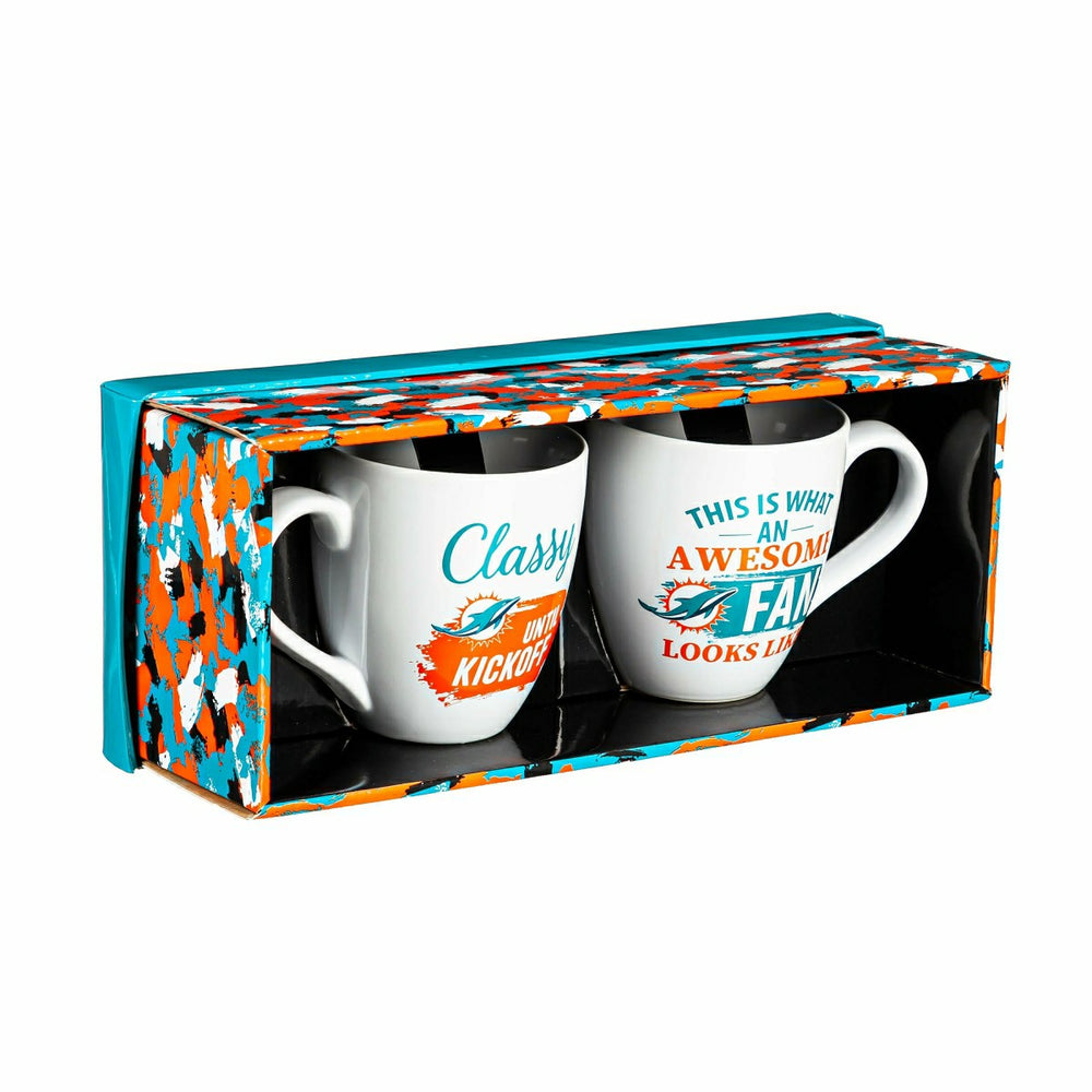 Miami Dolphins, Ceramic Cup O'Java 17oz Gift Set - NFL Home