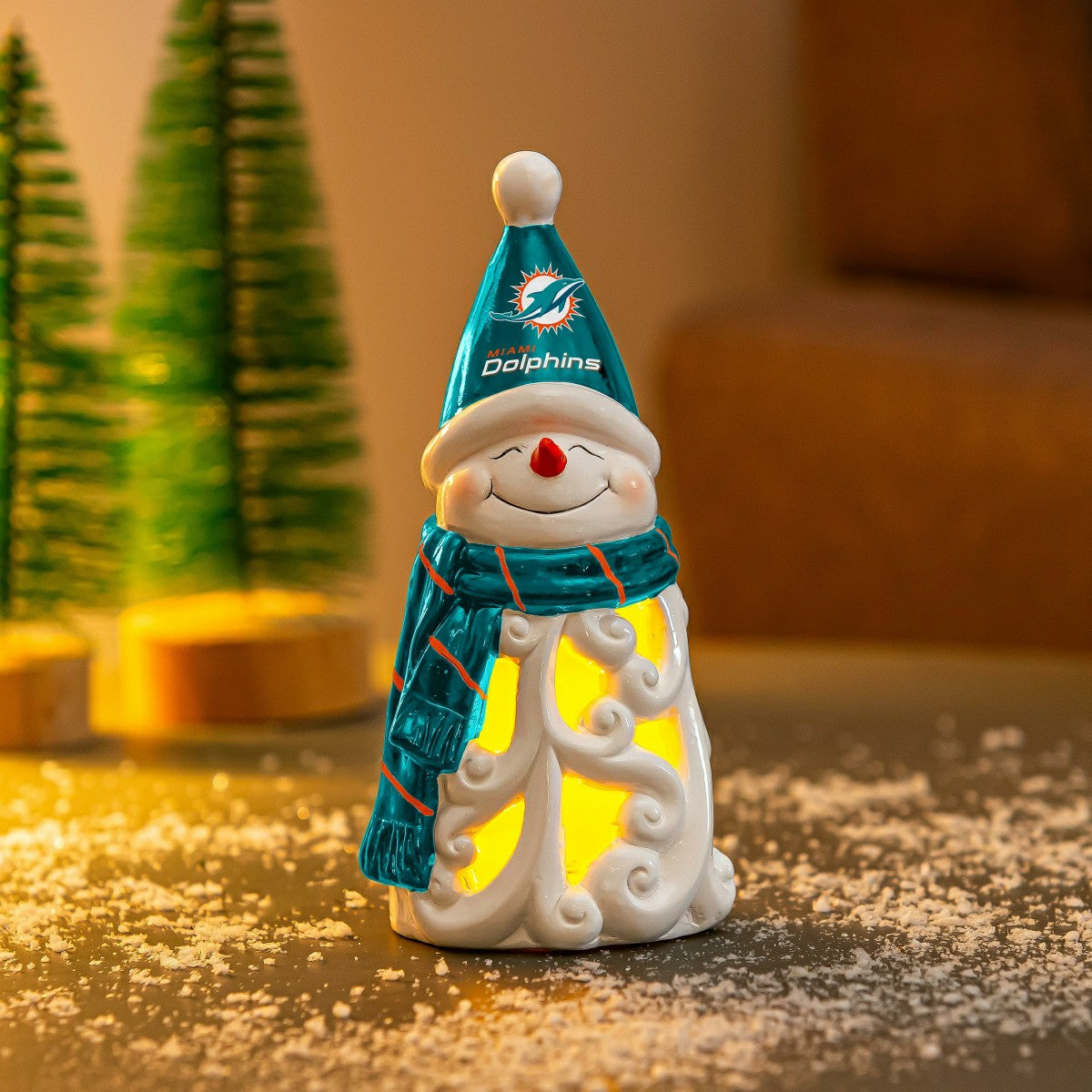 Miami Dolphins Snowman LED Statuary, 8" - NFL Home