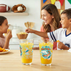 Miami Dolphins 16oz Glass pint, Set of 2 - NFL Home