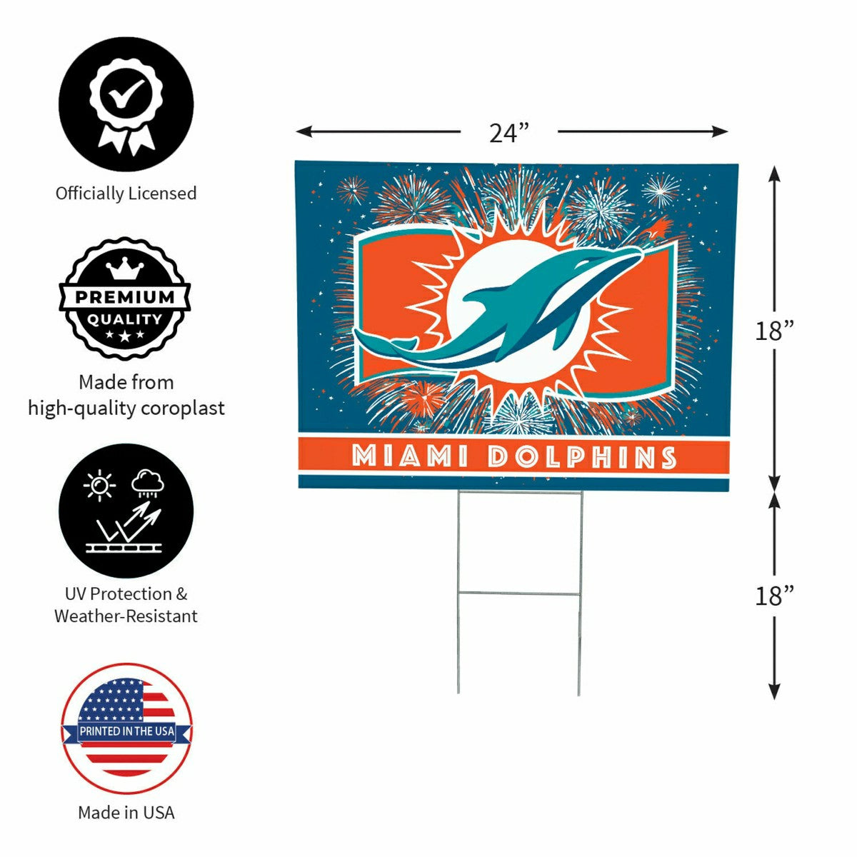 Miami Dolphins Yard Sign, Patriotic - NFL Home