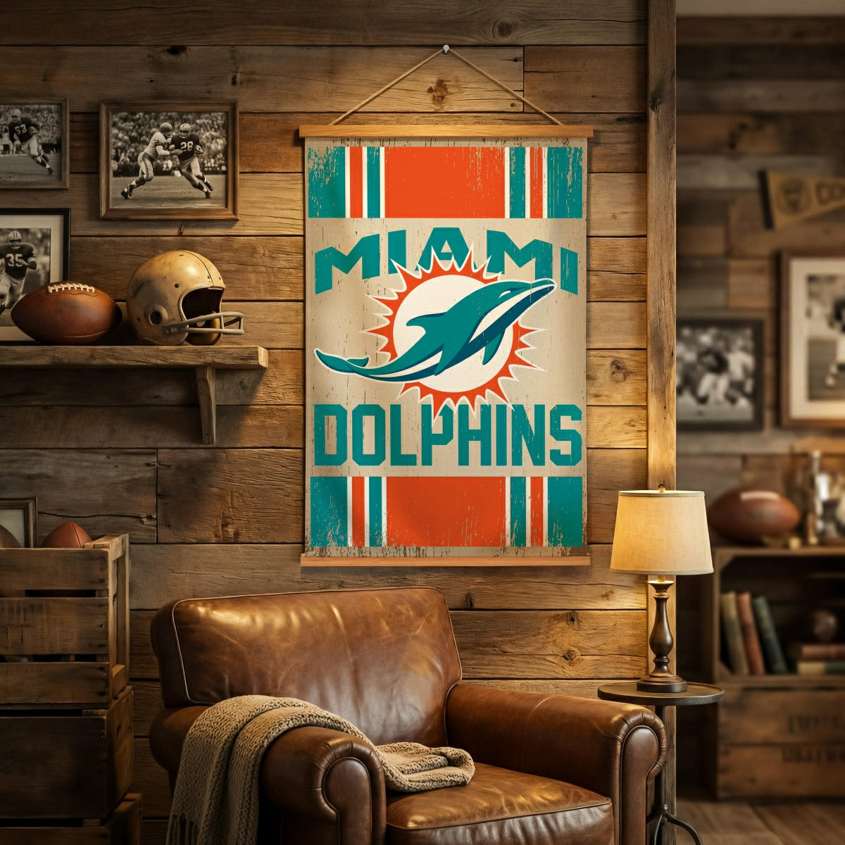 Miami Dolphins, Canvas Wall Tapestry, Medium, 36x24 - NFL Home