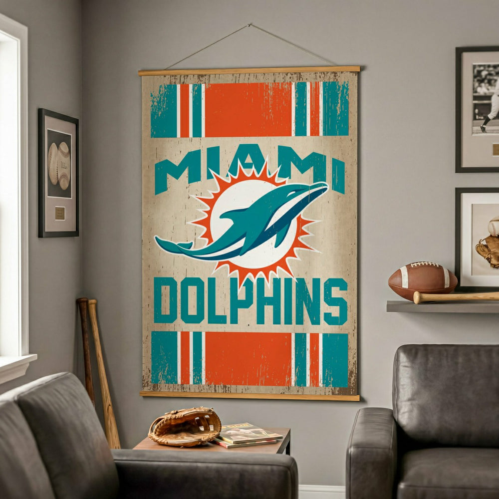Miami Dolphins, Canvas Wall Tapestry, Large, 54x36 - NFL Home