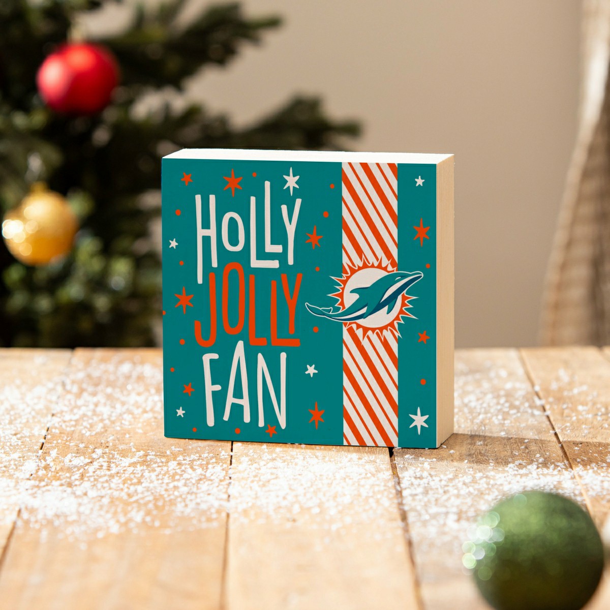 Miami Dolphins Block, Holiday, 6x6 - NFL Home