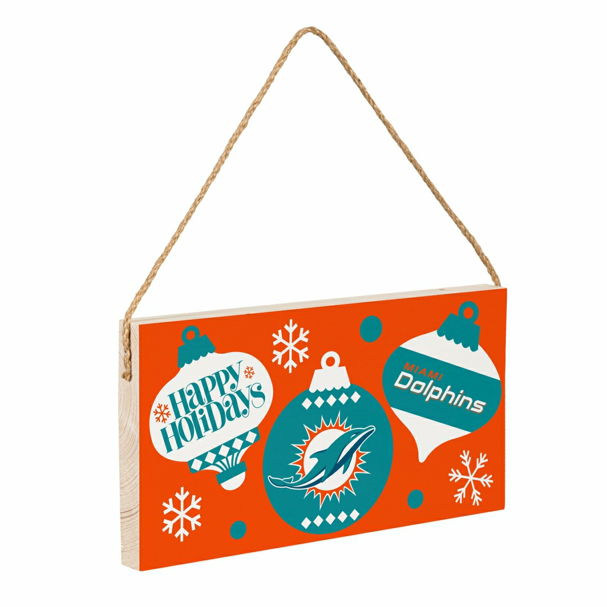 Miami Dolphins Holiday Wood Wall Sign, 6x11 - NFL Home