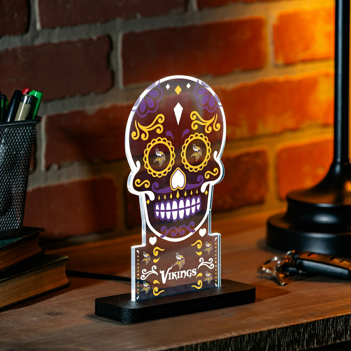 Minnesota Vikings NFL Football Sugar Skull Desklite LED Decor - NFL Home