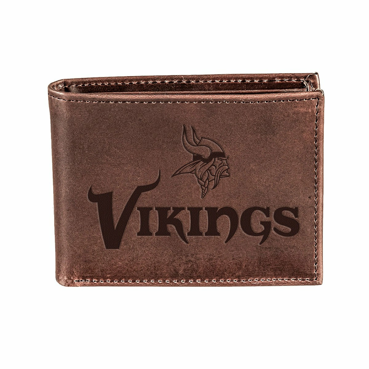 Minnesota Vikings, Bi-Fold Wallet, Brown, CH, 100% Genuine Leather - NFL Home