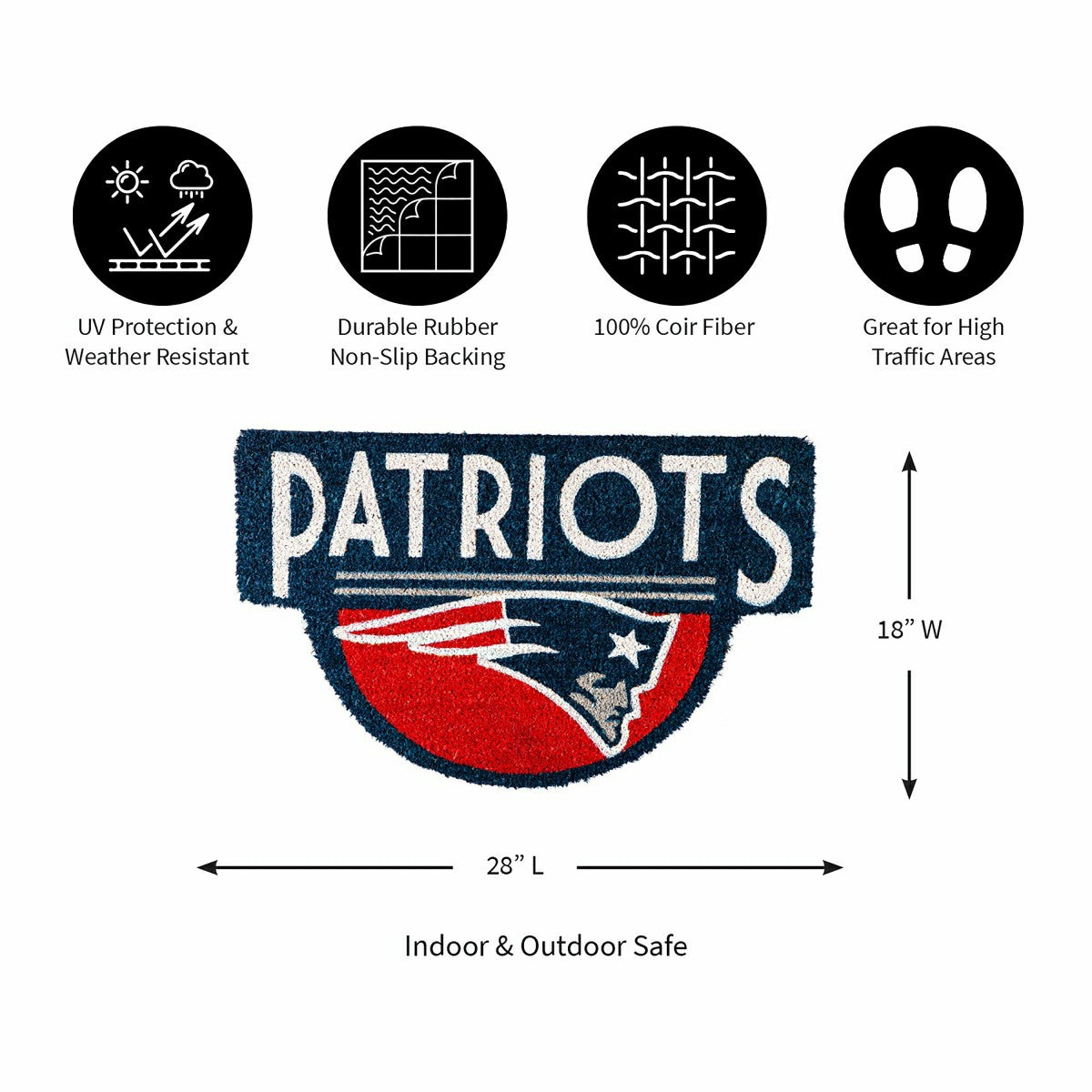 NFL Shaped Coir Door Mat, Patriots - NFL
