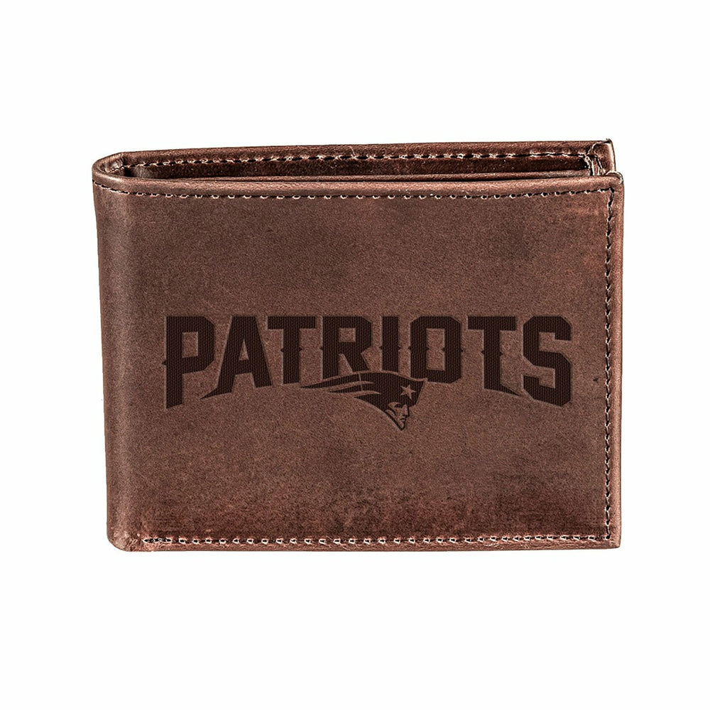 New England Patriots, Bi-Fold Wallet, Brown, CH, 100% Genuine Leather - NFL Home