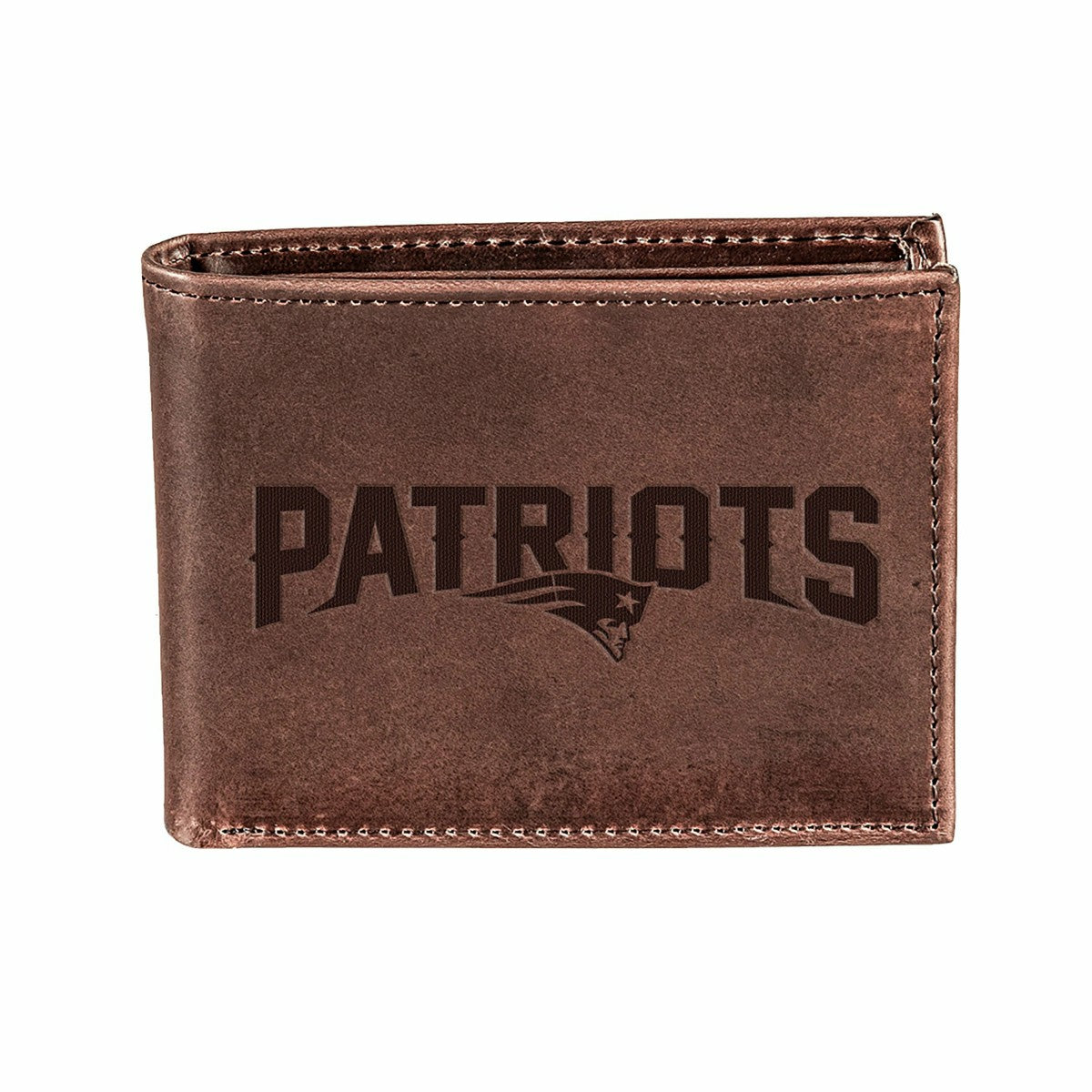 New England Patriots, Bi-Fold Wallet, Brown, CH, 100% Genuine Leather - NFL Home