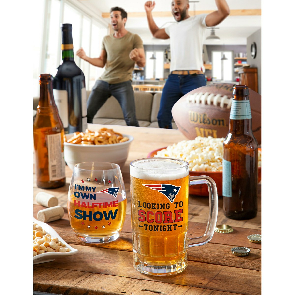 New England Patriots, Stemless 17OZ Wine & Beer 16 OZ Gift Set - NFL
