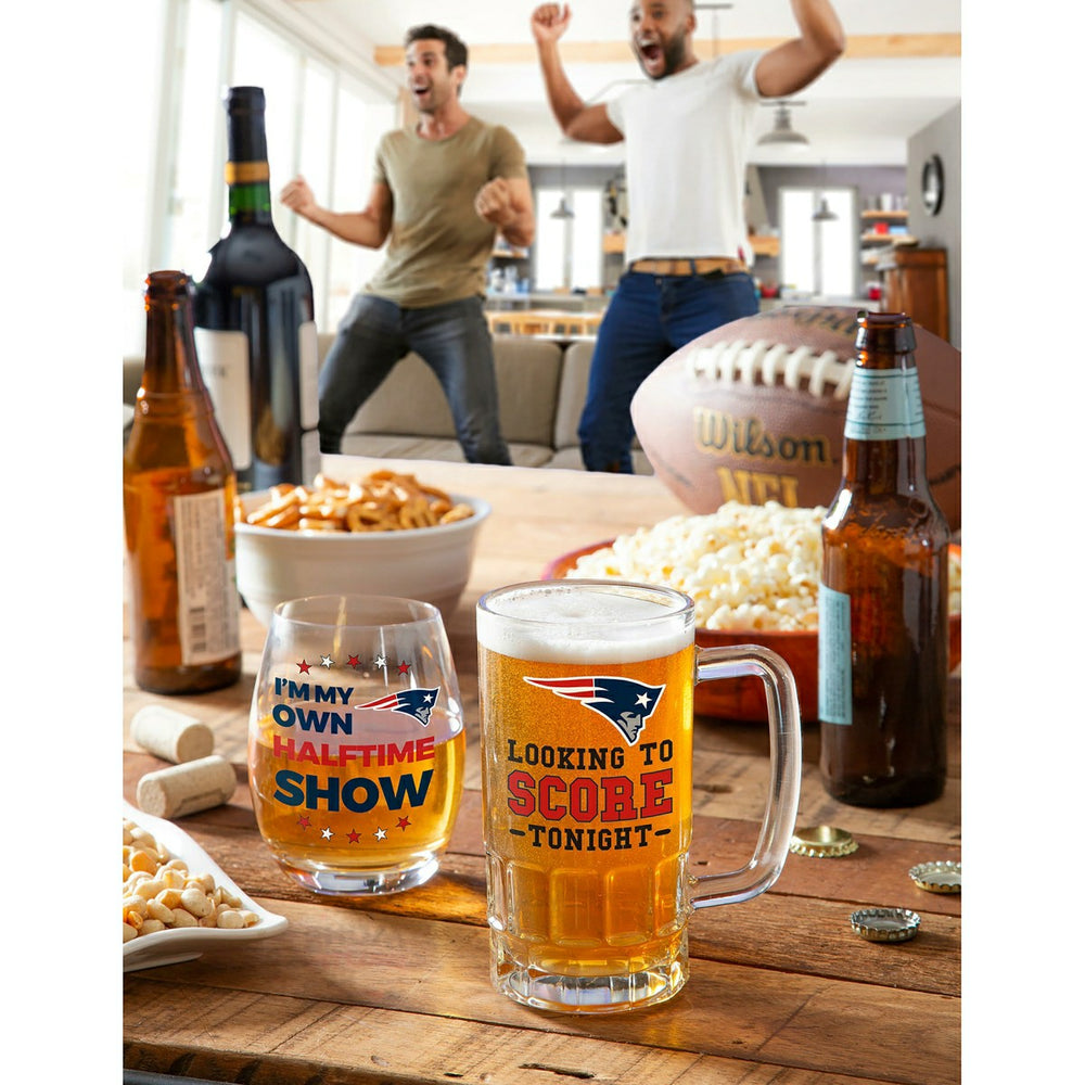 New England Patriots, Stemless 17OZ Wine & Beer 16 OZ Gift Set - NFL