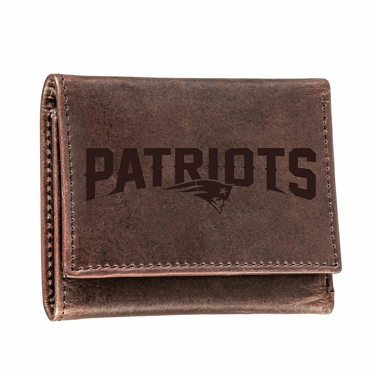 New England Patriots, Tri-Fold Wallet, Brown, CH, 100% Genuine Leather - NFL Home