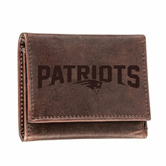 New England Patriots, Tri-Fold Wallet, Brown, CH, 100% Genuine Leather - NFL Home