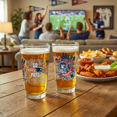 New England Patriots 16oz Glass pint, Set of 2 - NFL Home
