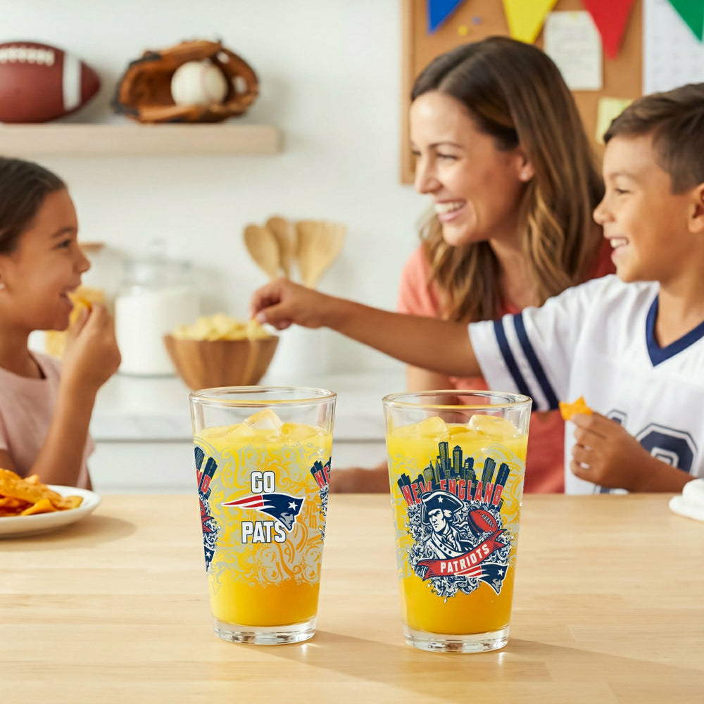 New England Patriots 16oz Glass pint, Set of 2 - NFL Home