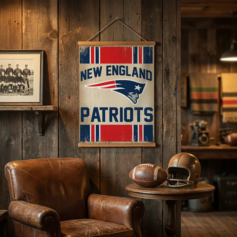New England Patriots, Canvas Wall Tapestry, Medium, 36x24 - NFL Home