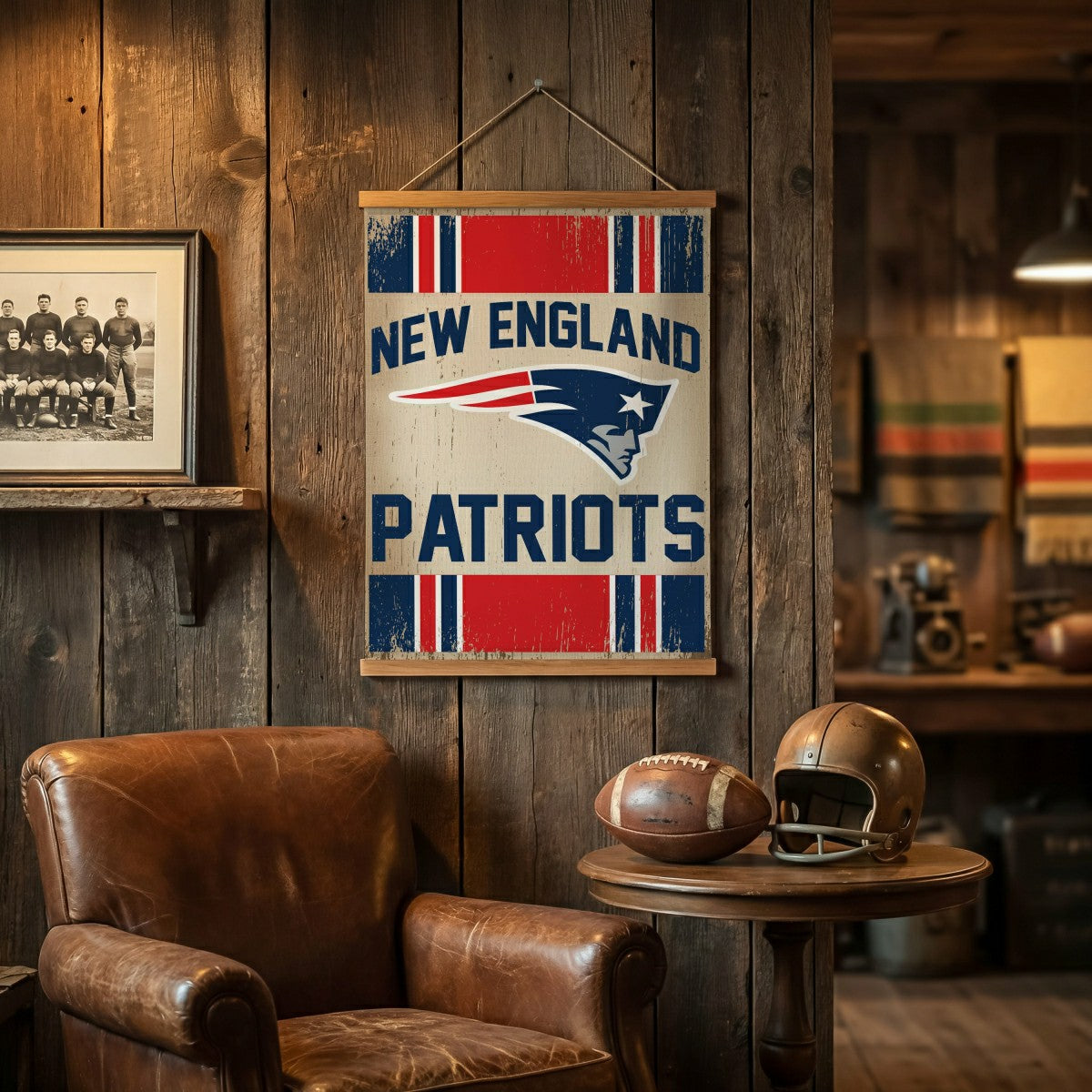 New England Patriots, Canvas Wall Tapestry, Medium, 36x24 - NFL Home
