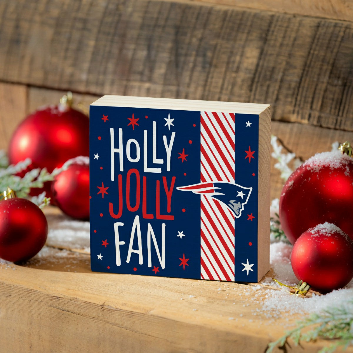 New England Patriots Block, Holiday, 6x6 - NFL Home