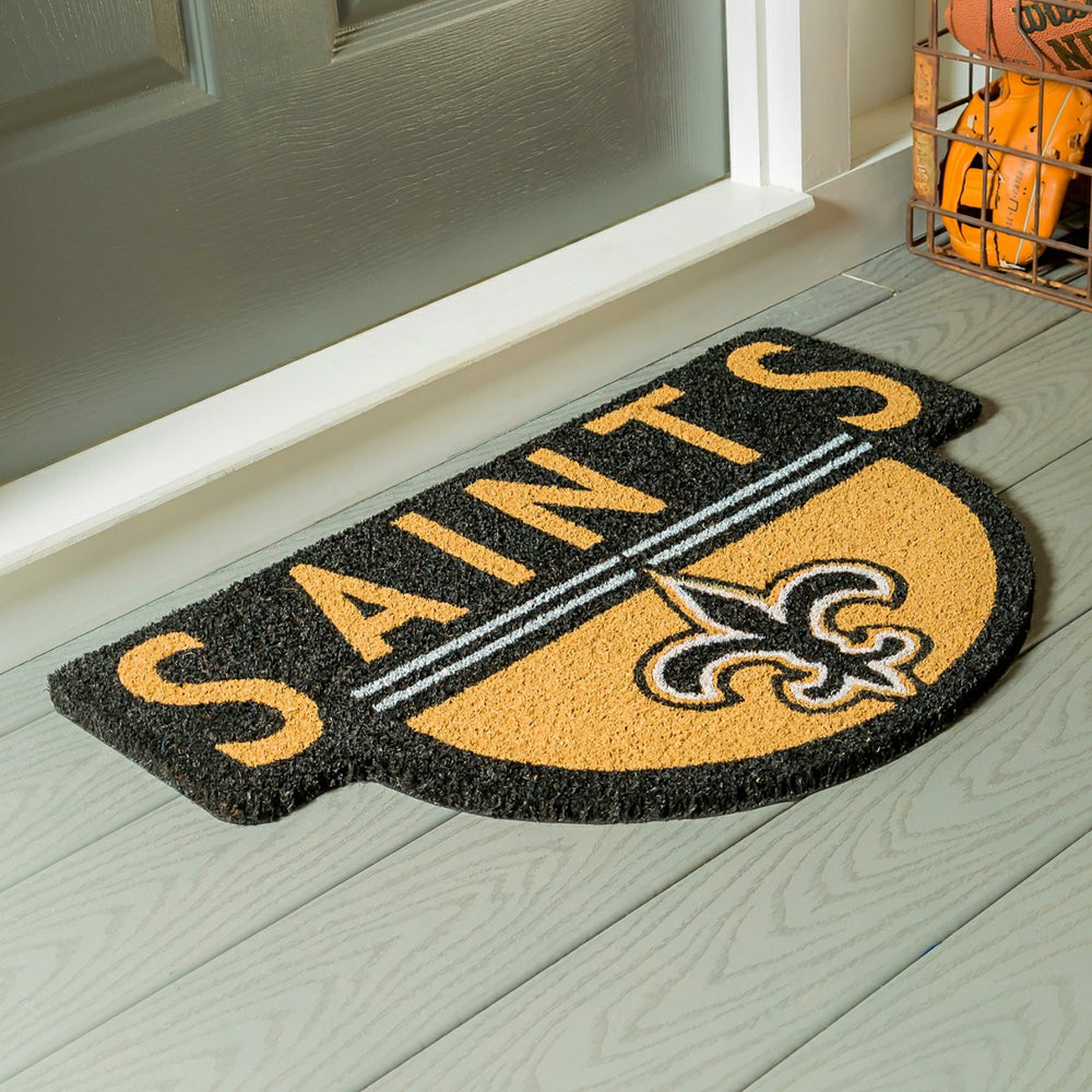 NFL Shaped Coir Door Mat, Saints - NFL