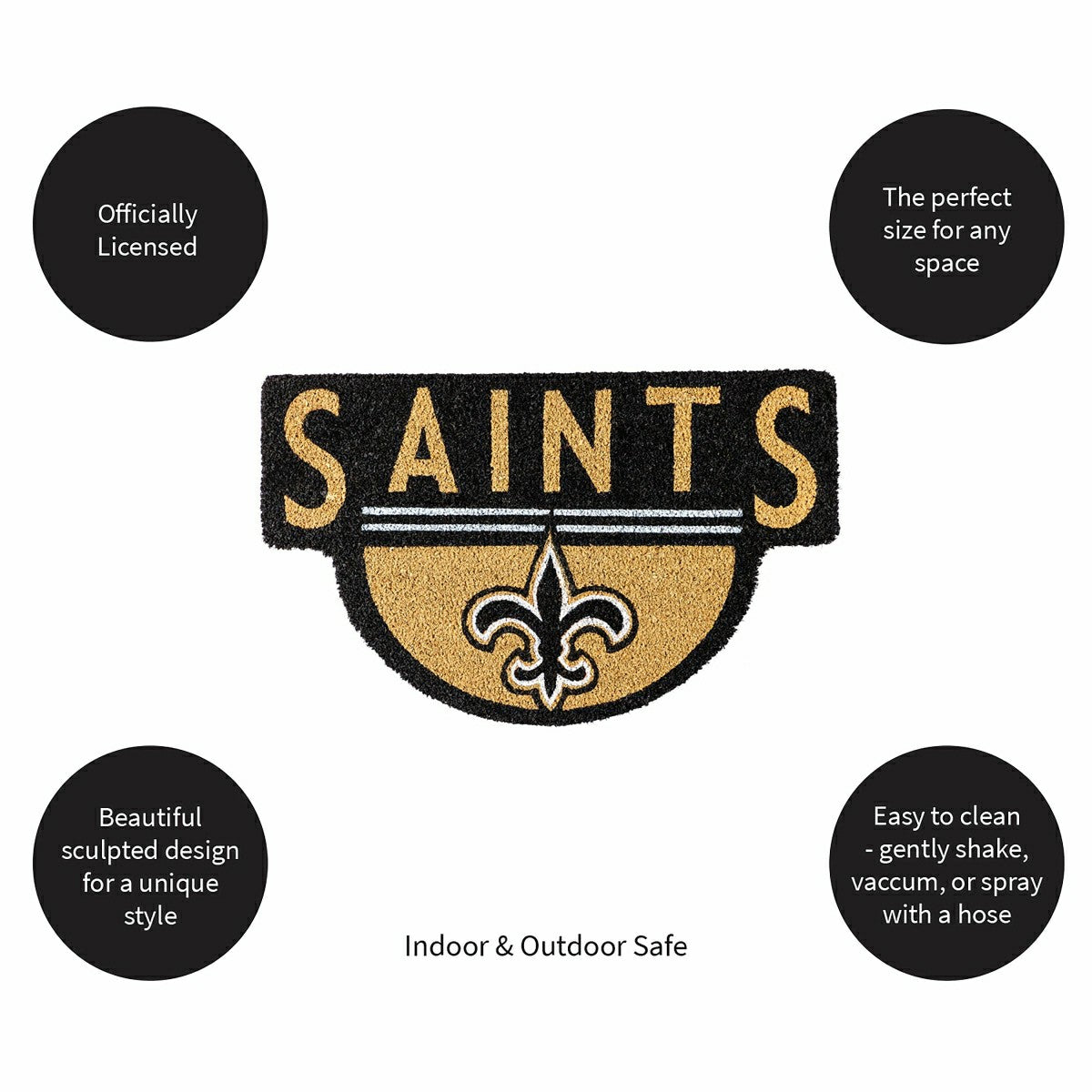 NFL Shaped Coir Door Mat, Saints - NFL
