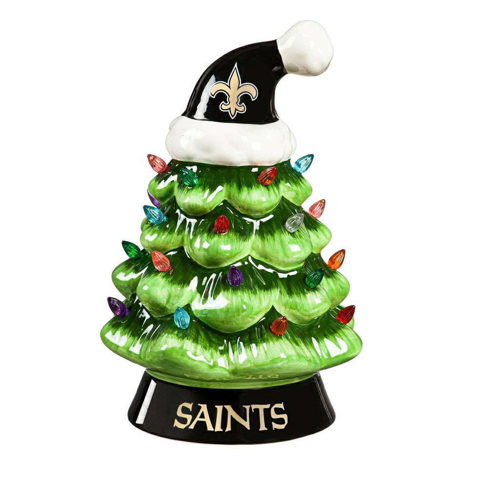 8" LED Ceramic Christmas Tree, New Orleans Saints - NFL Home