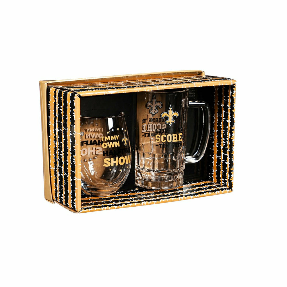 New Orleans Saints, Stemless 17OZ Wine & Beer 16 OZ Gift Set - NFL Home