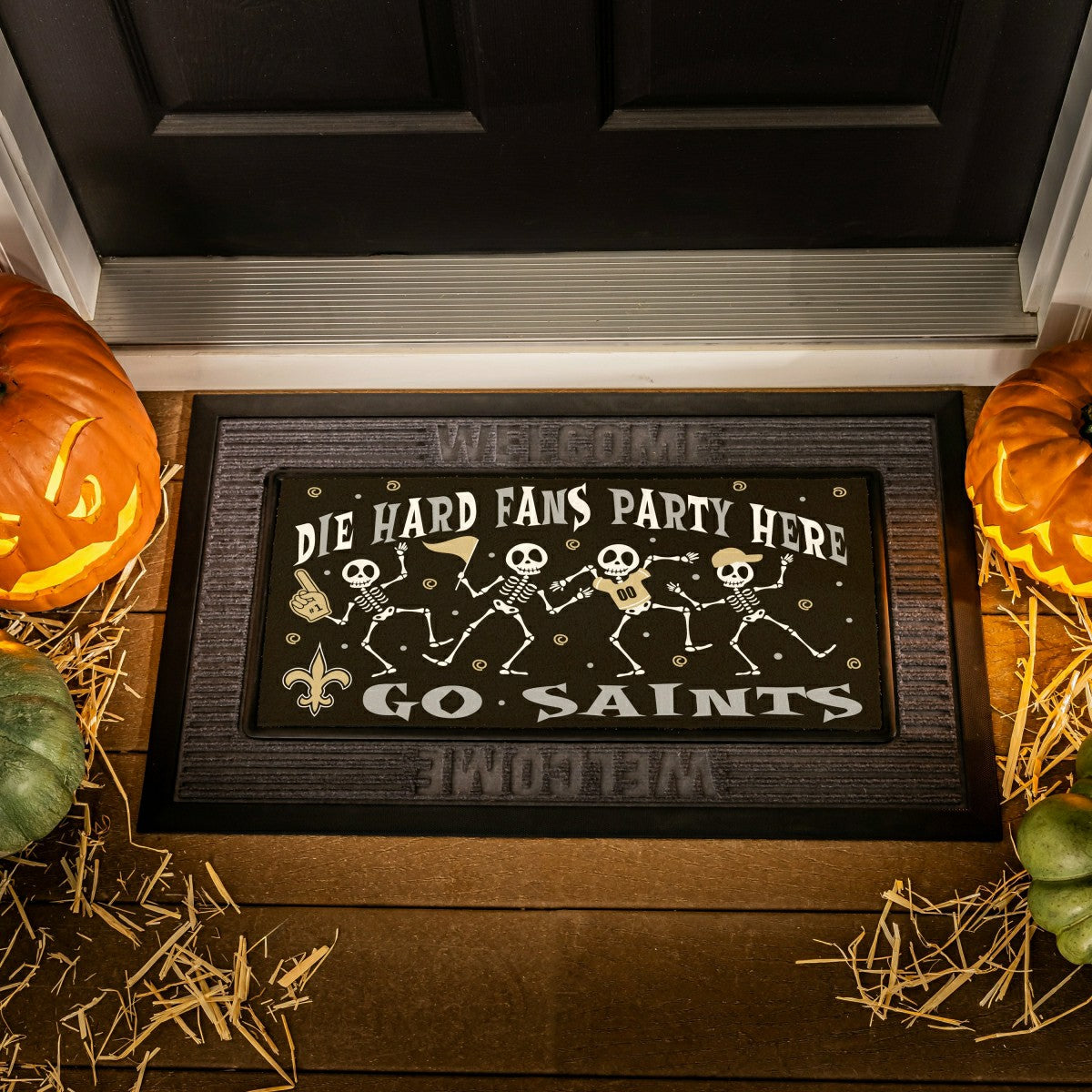 New Orleans Saints Flocked Coir Halloween Sassafras Switch Mat, 22"x10 - NFL
