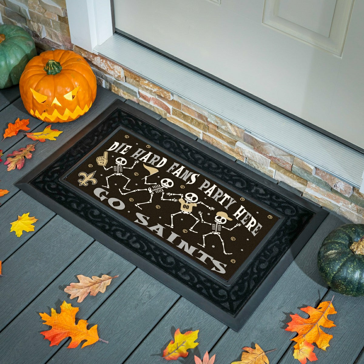 New Orleans Saints Flocked Coir Halloween Sassafras Switch Mat, 22"x10 - NFL