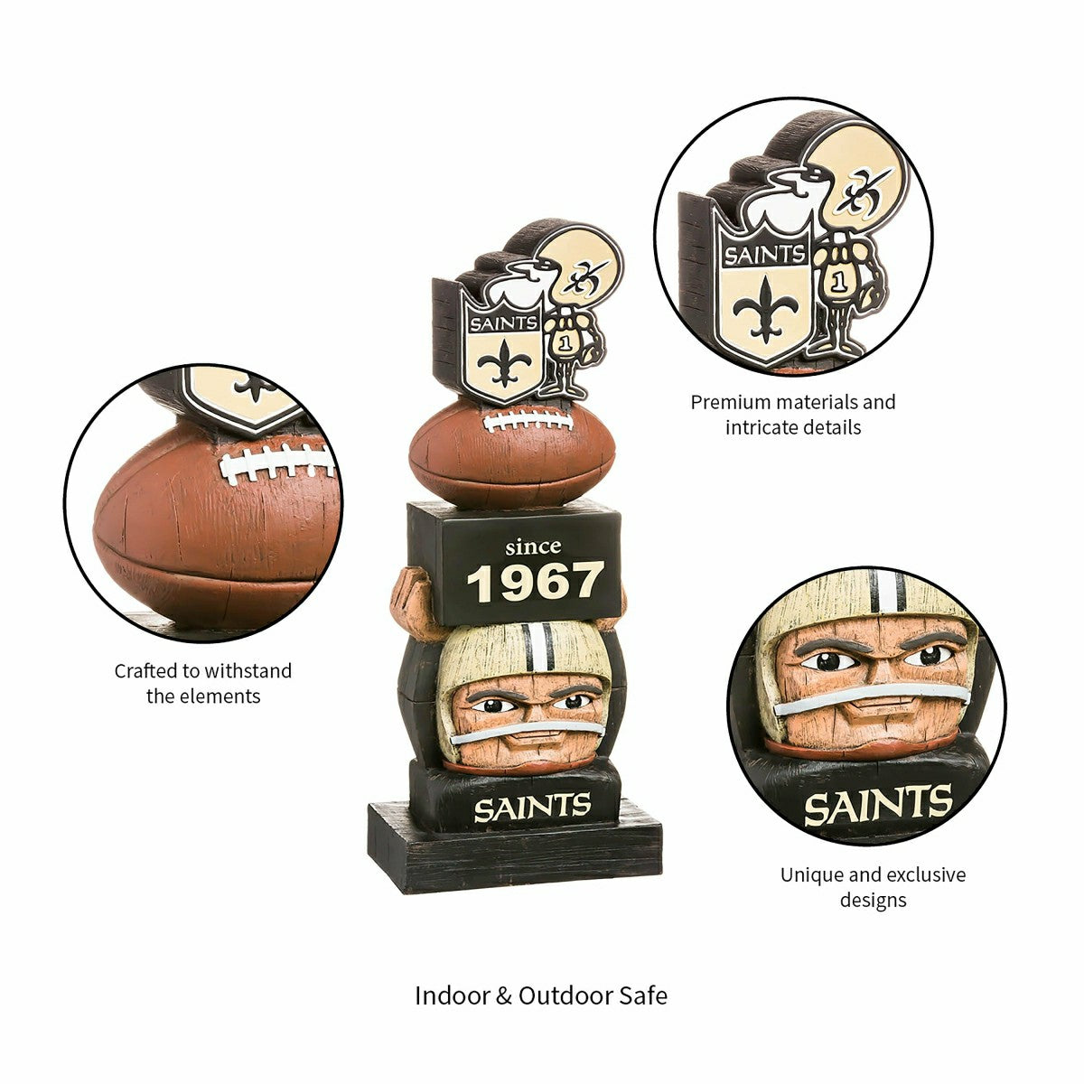 Vintage Football Garden Statue, New Orleans Saints - NFL Home