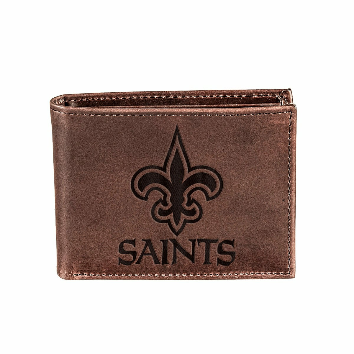 New Orleans Saints, Bi-Fold Wallet, Brown, CH, 100% Genuine Leather - NFL Home