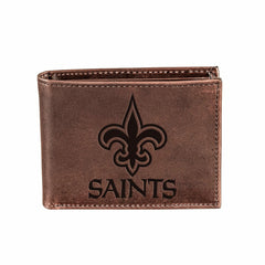 New Orleans Saints, Bi-Fold Wallet, Brown, CH, 100% Genuine Leather - NFL Home