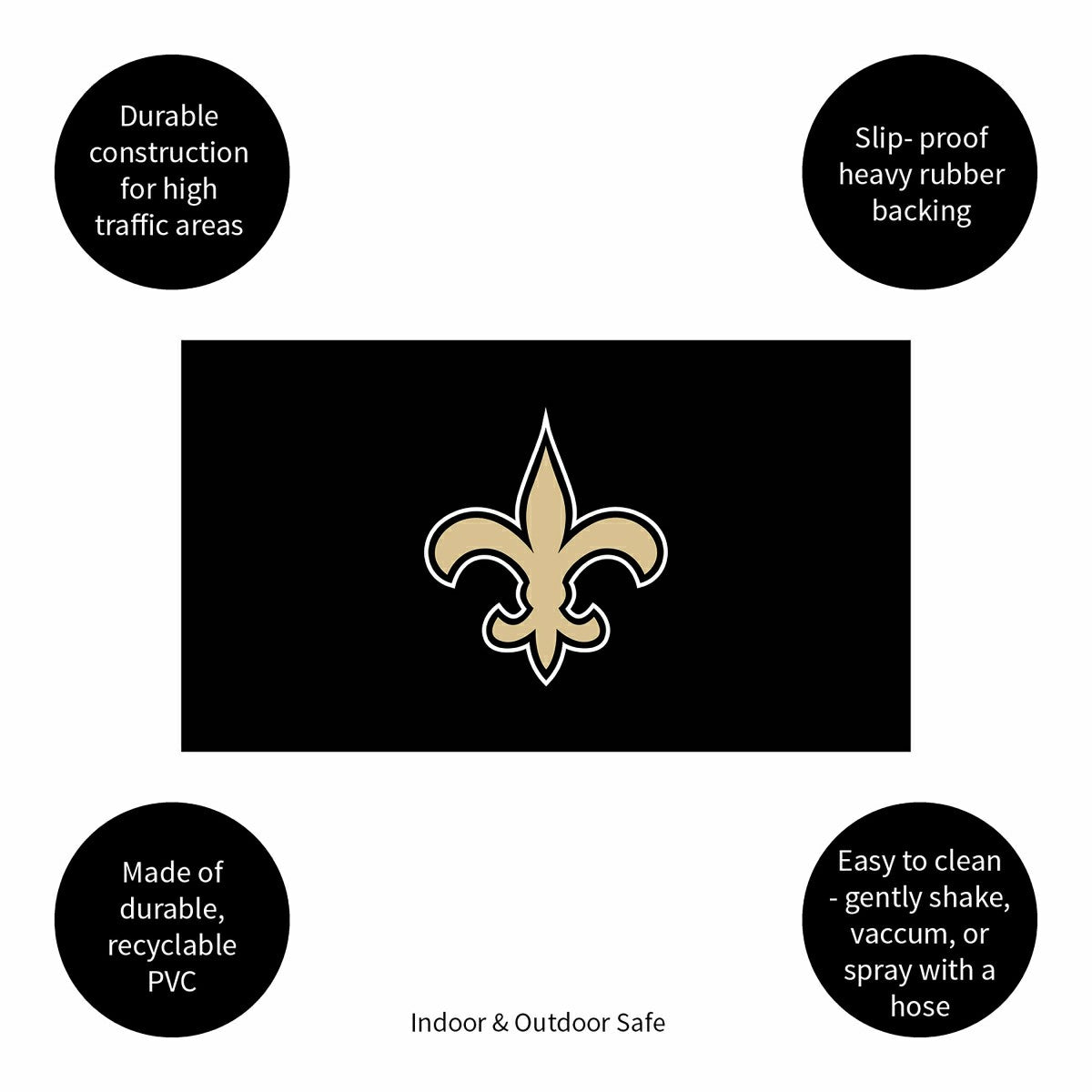 Full Color PVC Mat, 16" x 28", New Orleans Saints - NFL