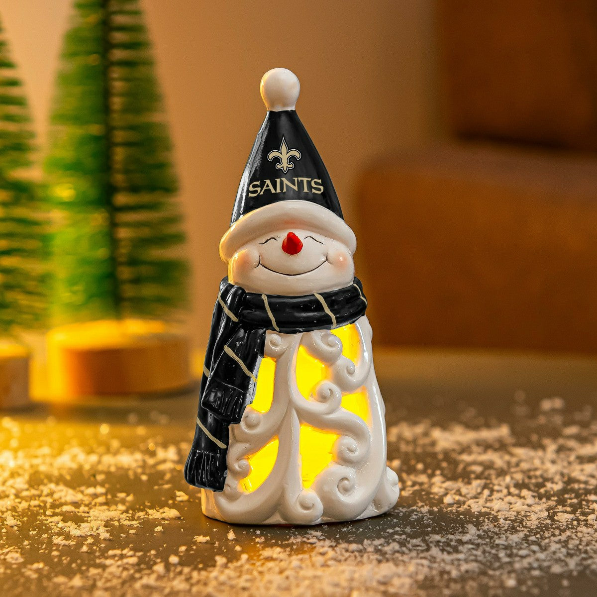 New Orleans Saints Snowman LED Statuary, 8" - NFL Home