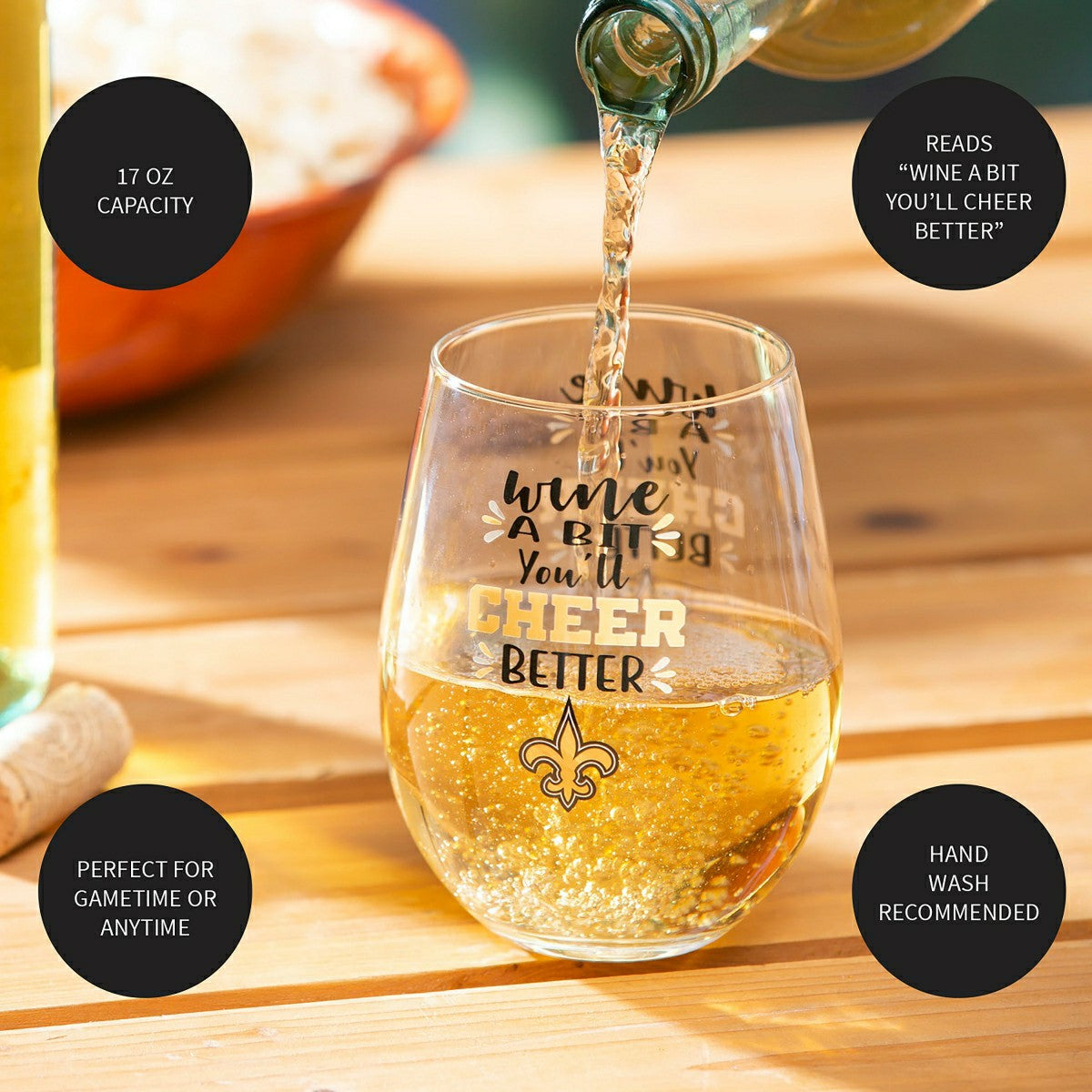 New Orleans Saints, 17oz Boxed Stemless Wine - NFL Home
