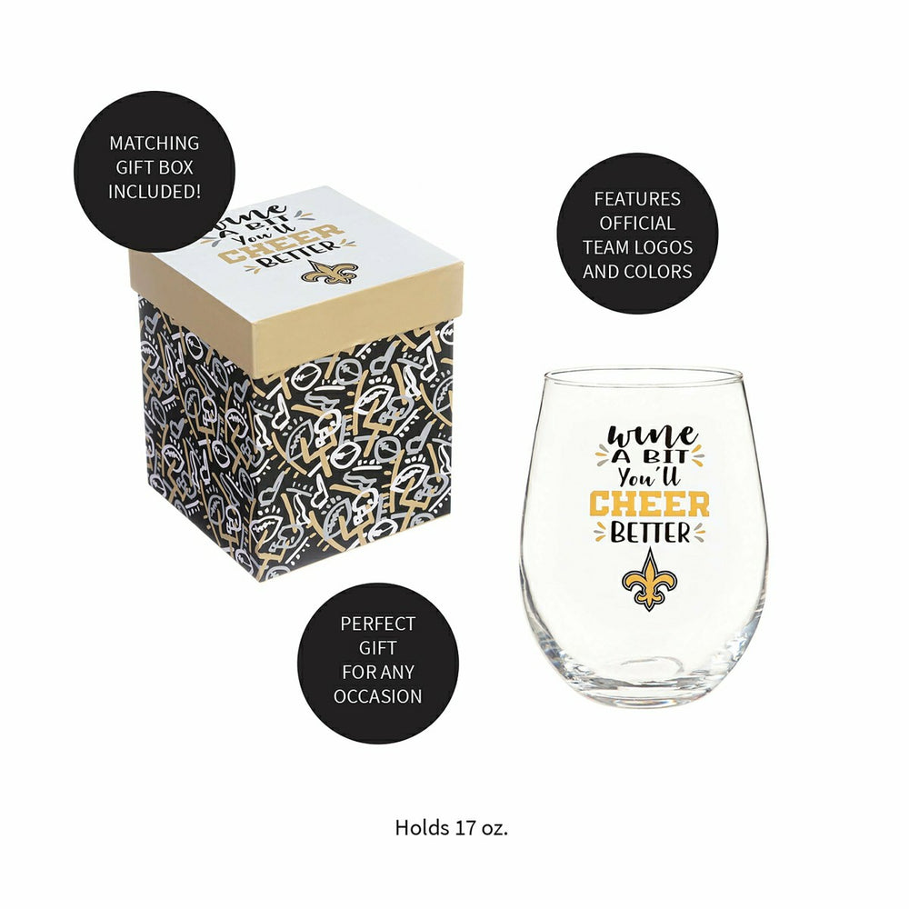 New Orleans Saints, 17oz Boxed Stemless Wine - NFL Home