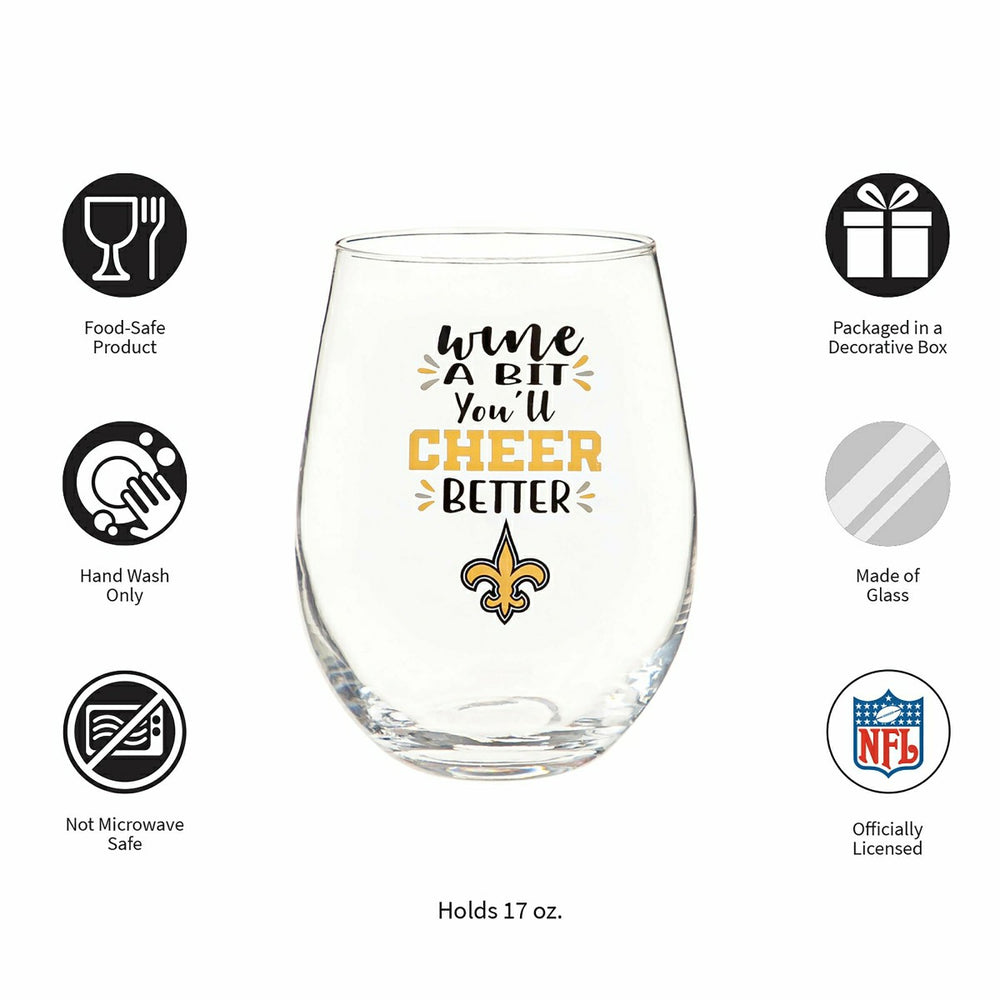 New Orleans Saints, 17oz Boxed Stemless Wine - NFL Home