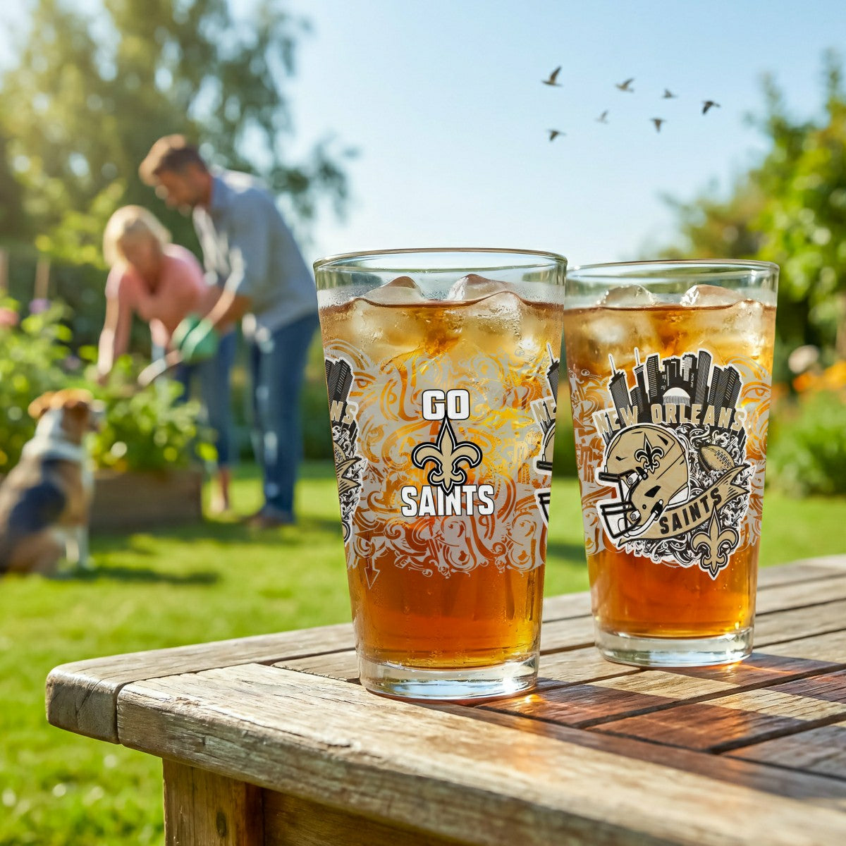 New Orleans Saints 16oz Glass pint, Set of 2 - NFL Home