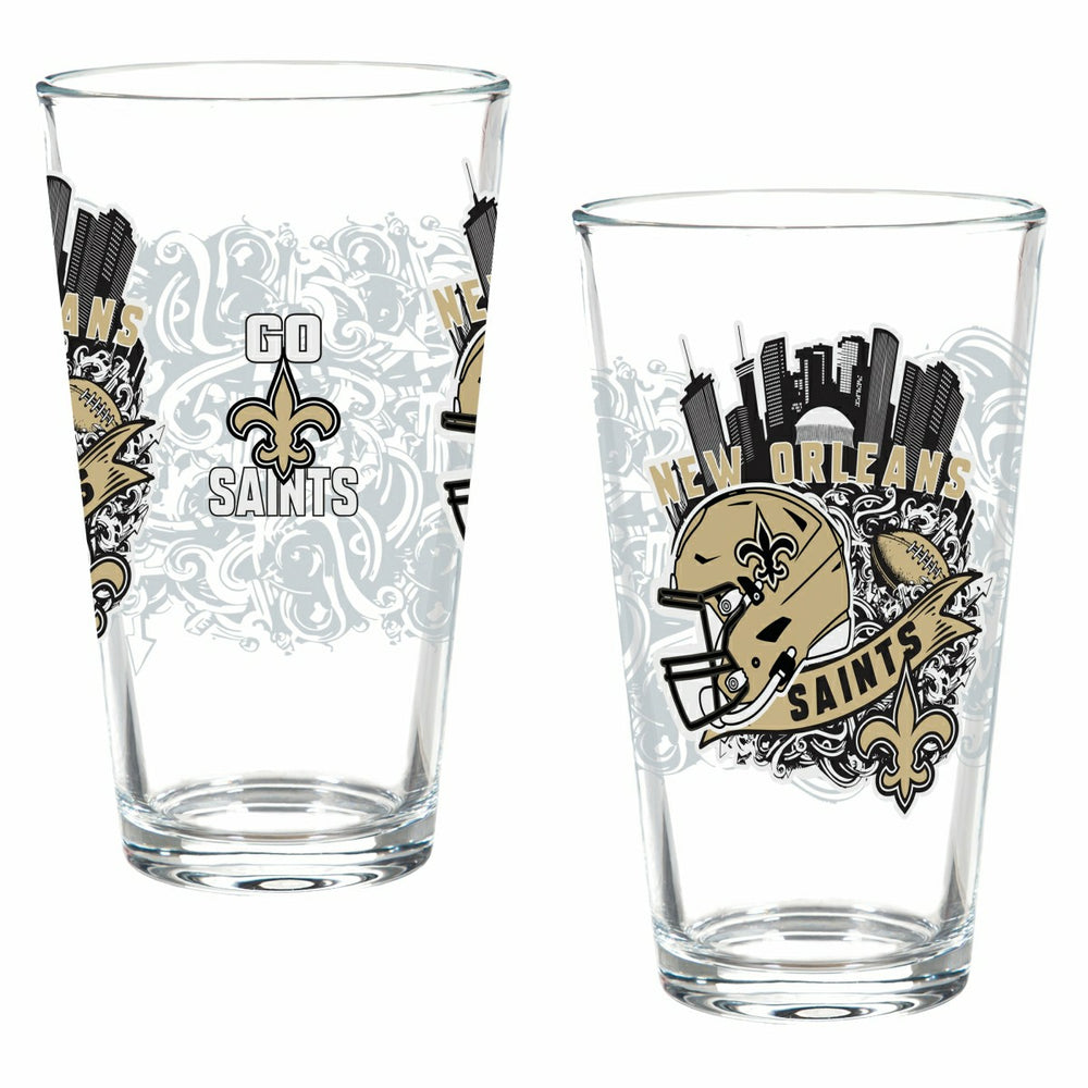 New Orleans Saints 16oz Glass pint, Set of 2 - NFL Home