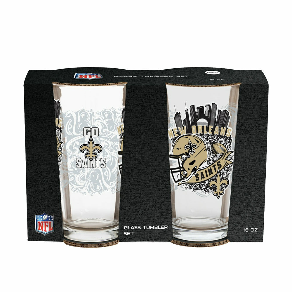 New Orleans Saints 16oz Glass pint, Set of 2 - NFL Home