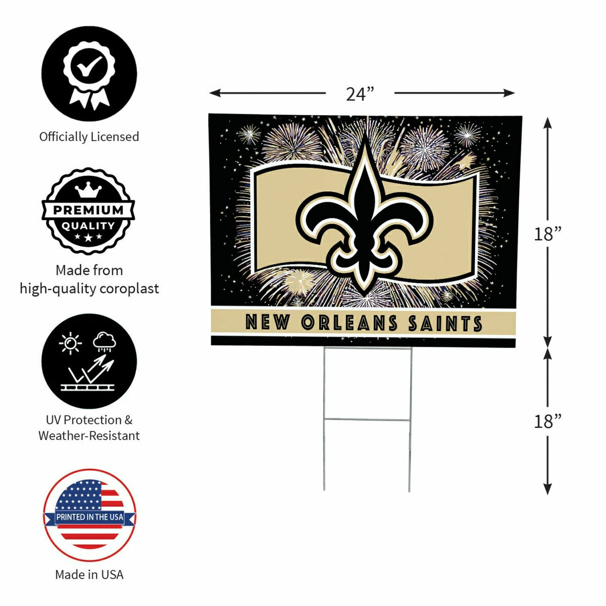 New Orleans Saints Yard Sign, Patriotic - NFL Home