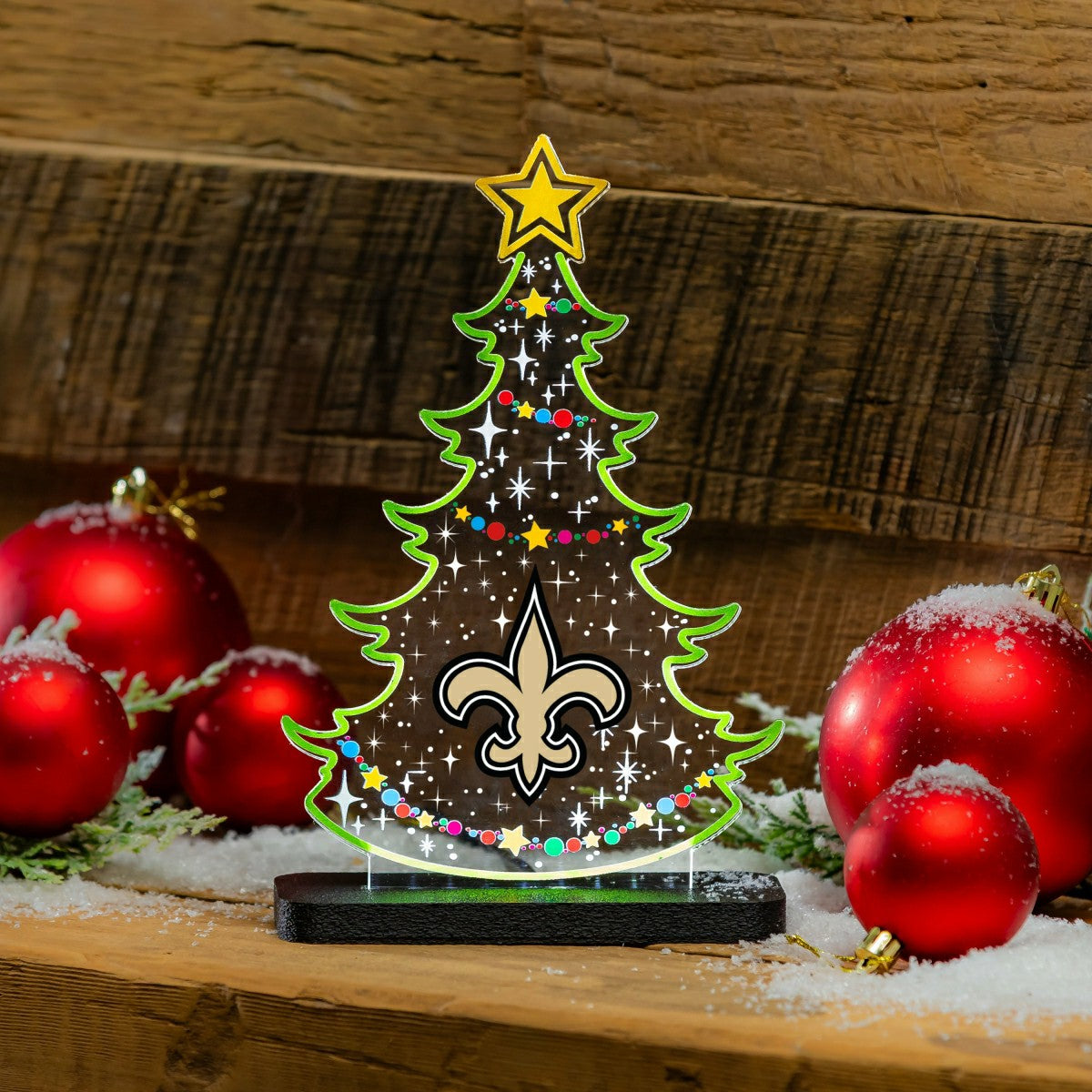 New Orleans Saints NFL Football Holiday Tree Desklite LED Decor - NFL Home