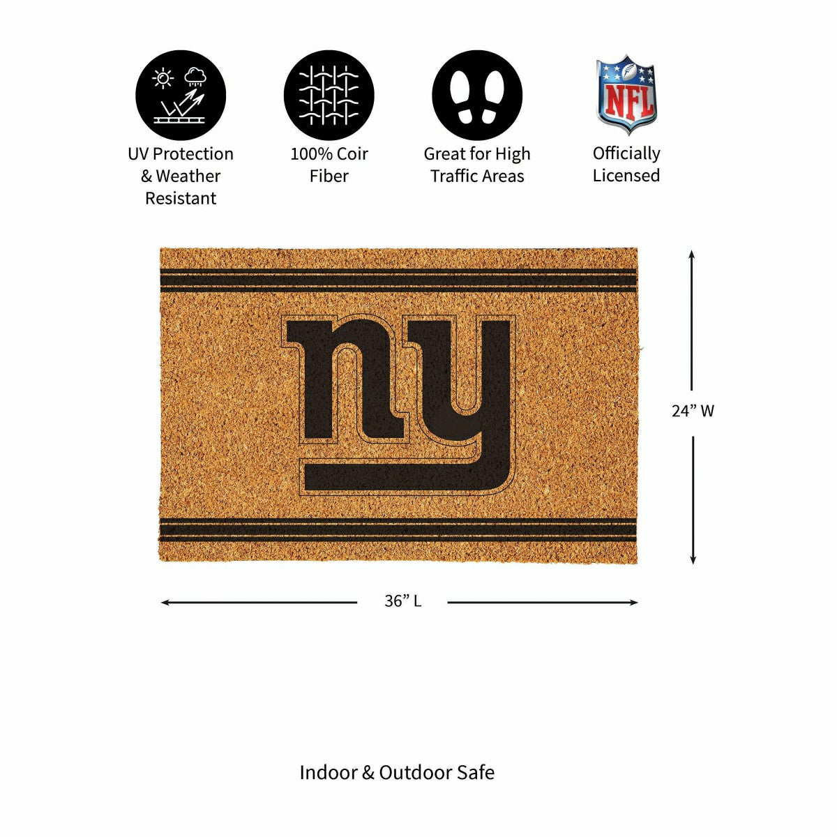 New York Giants Large One Color Coir Mat, 36"x24" - NFL