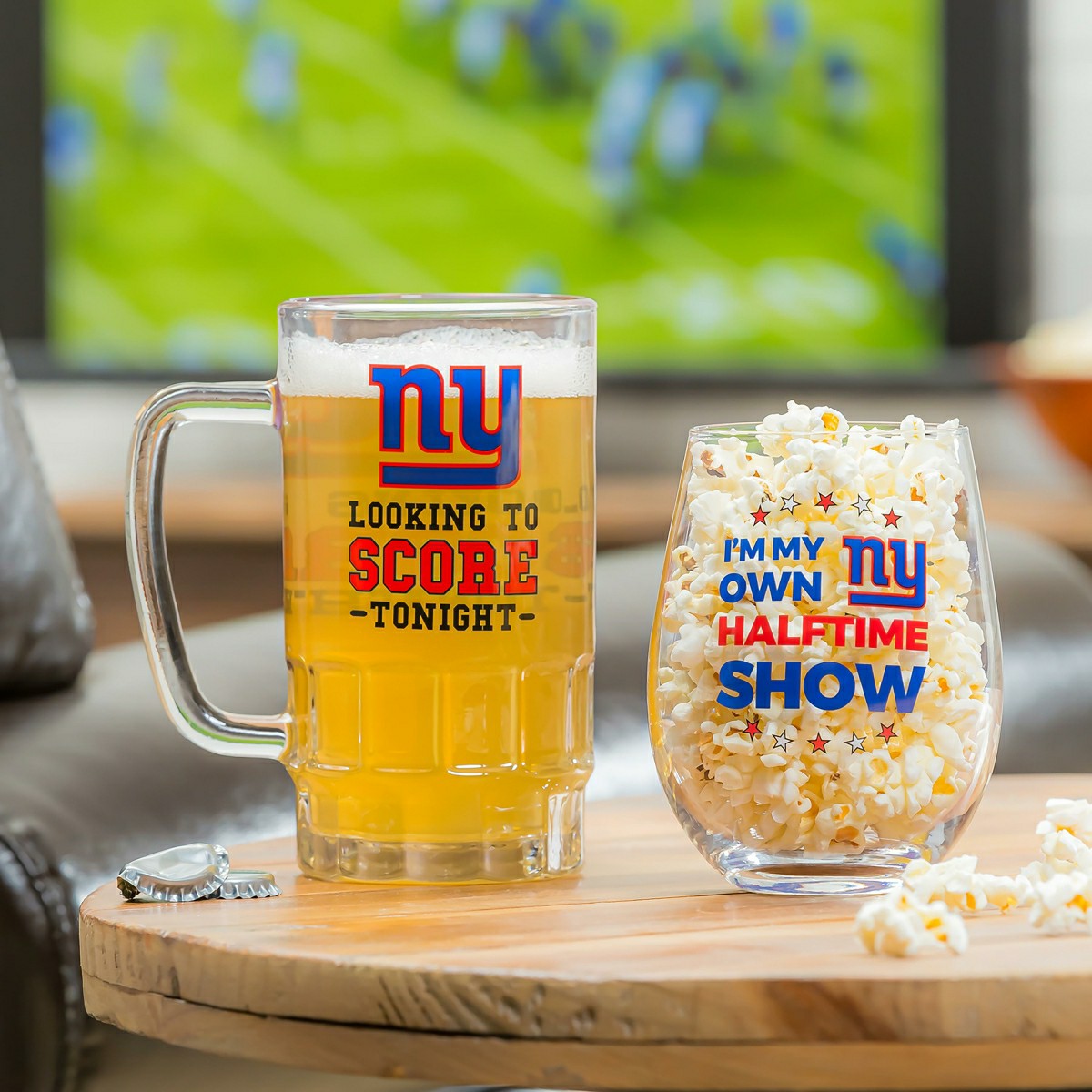 New York Giants, Stemless 17OZ Wine & Beer 16 OZ Gift Set - NFL Home