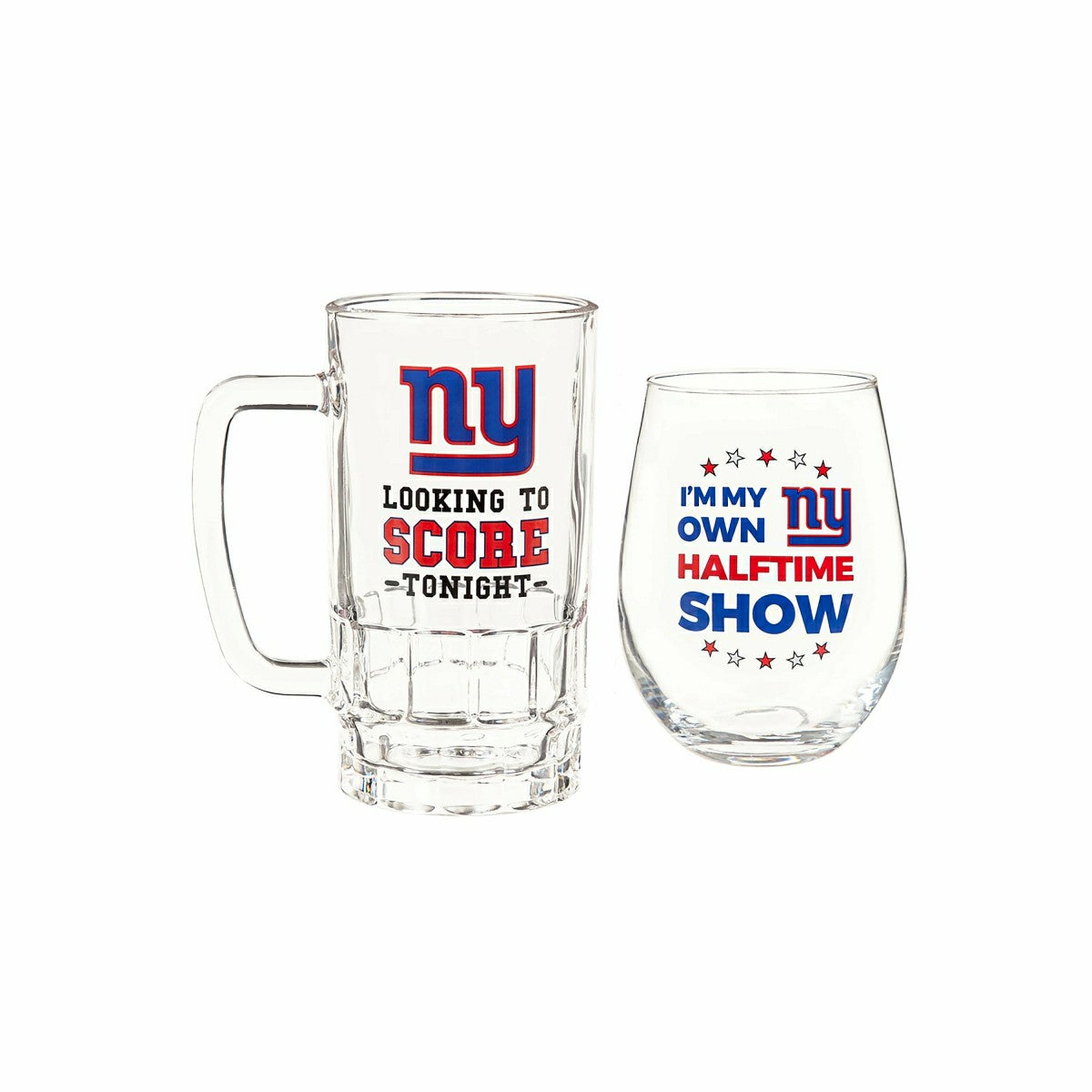New York Giants, Stemless 17OZ Wine & Beer 16 OZ Gift Set - NFL Home
