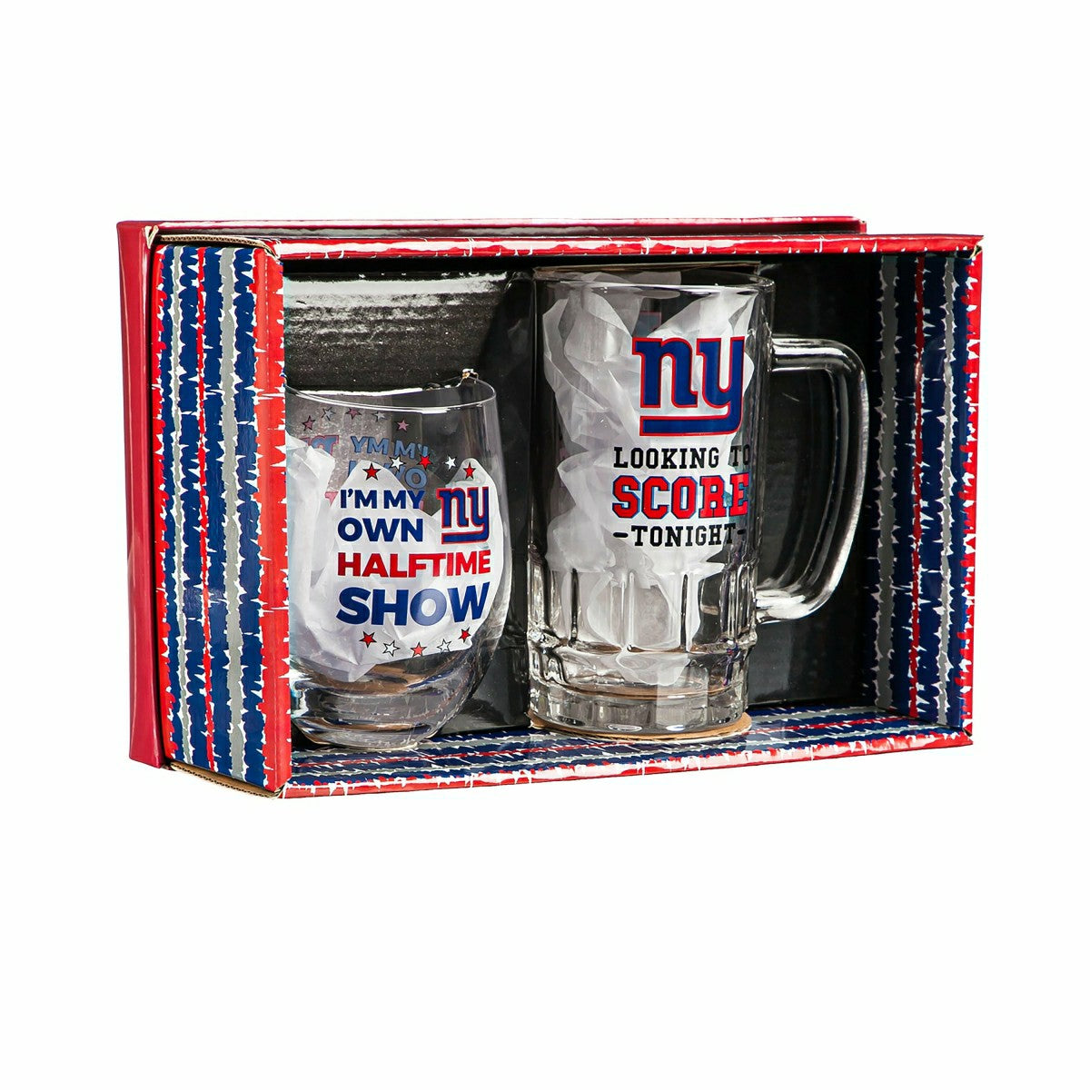 New York Giants, Stemless 17OZ Wine & Beer 16 OZ Gift Set - NFL Home