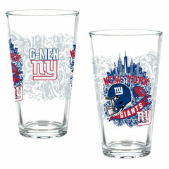 New York Giants 16oz Glass pint, Set of 2 - NFL Home