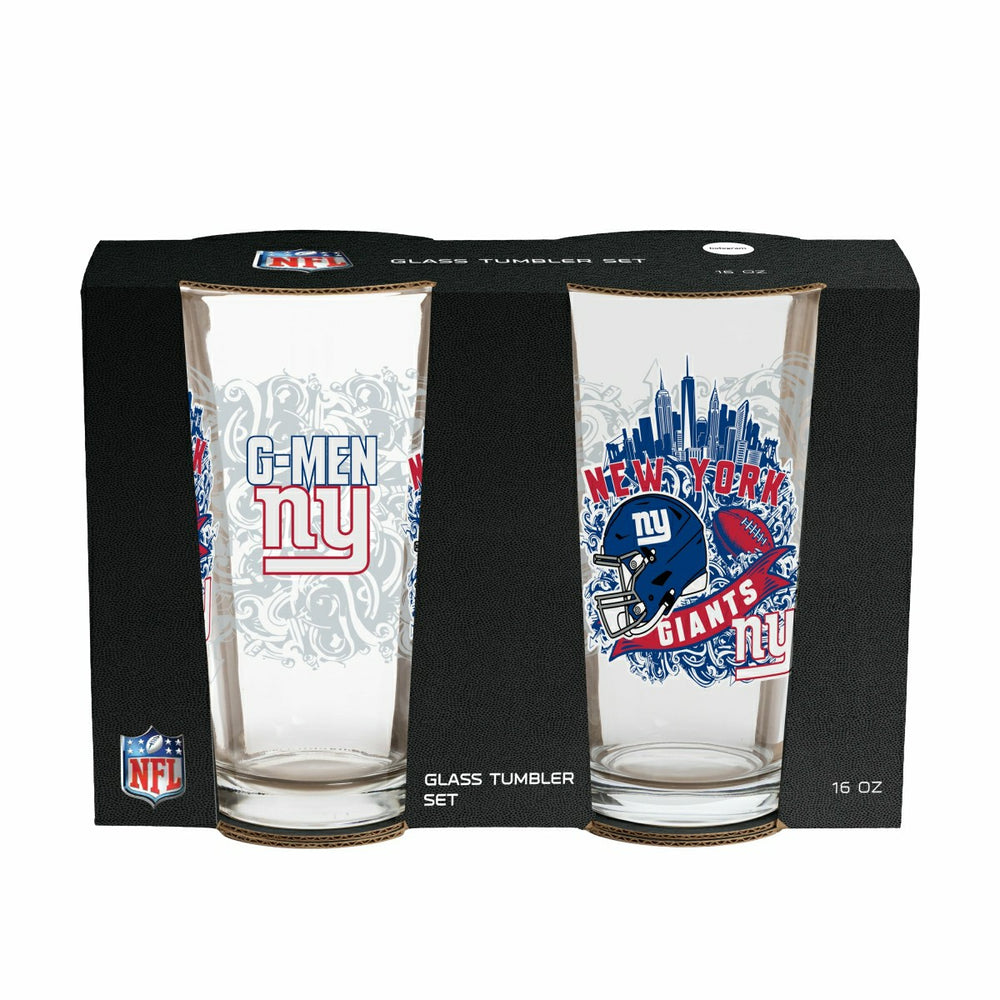 New York Giants 16oz Glass pint, Set of 2 - NFL Home