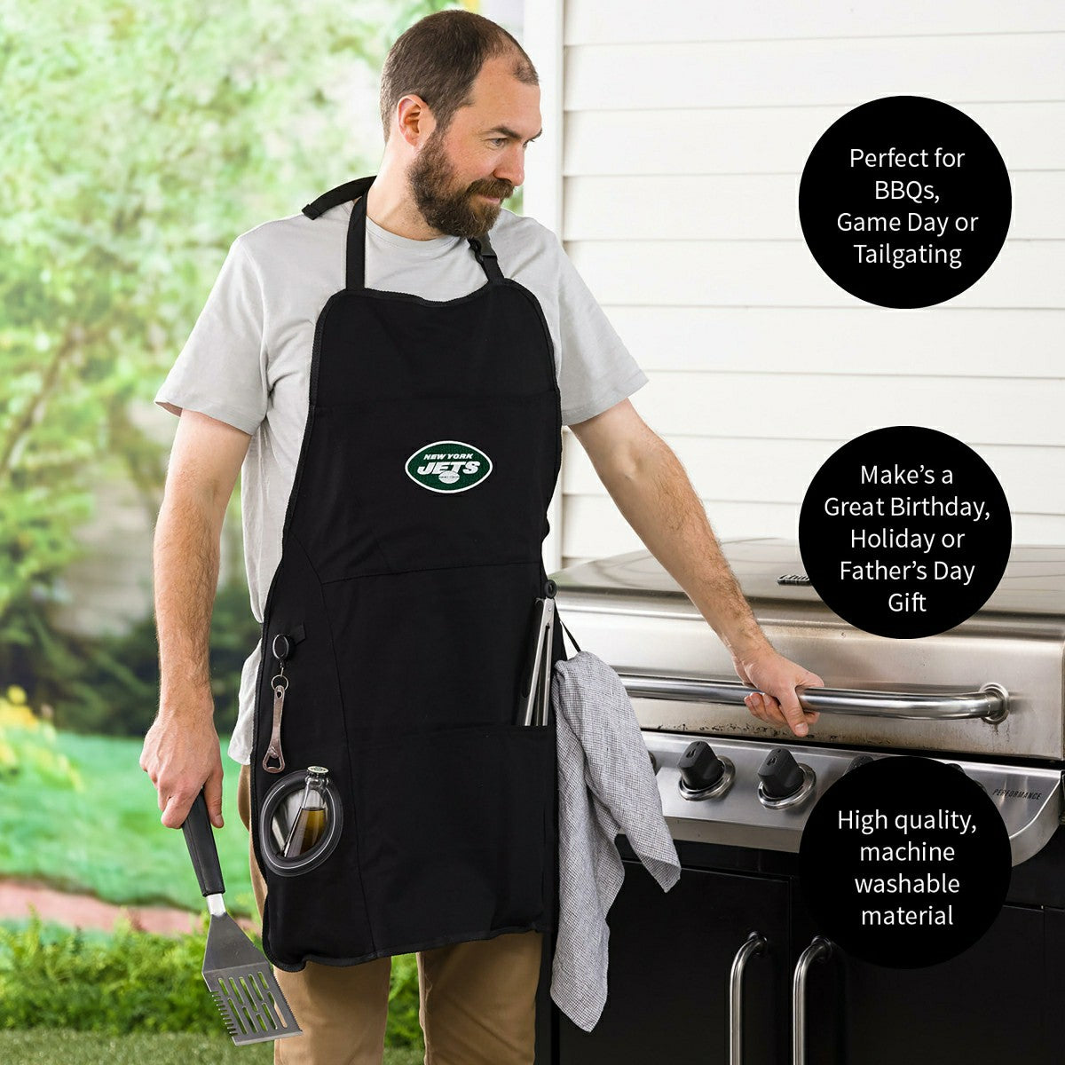 Grill Apron, Black, New York Jets - NFL